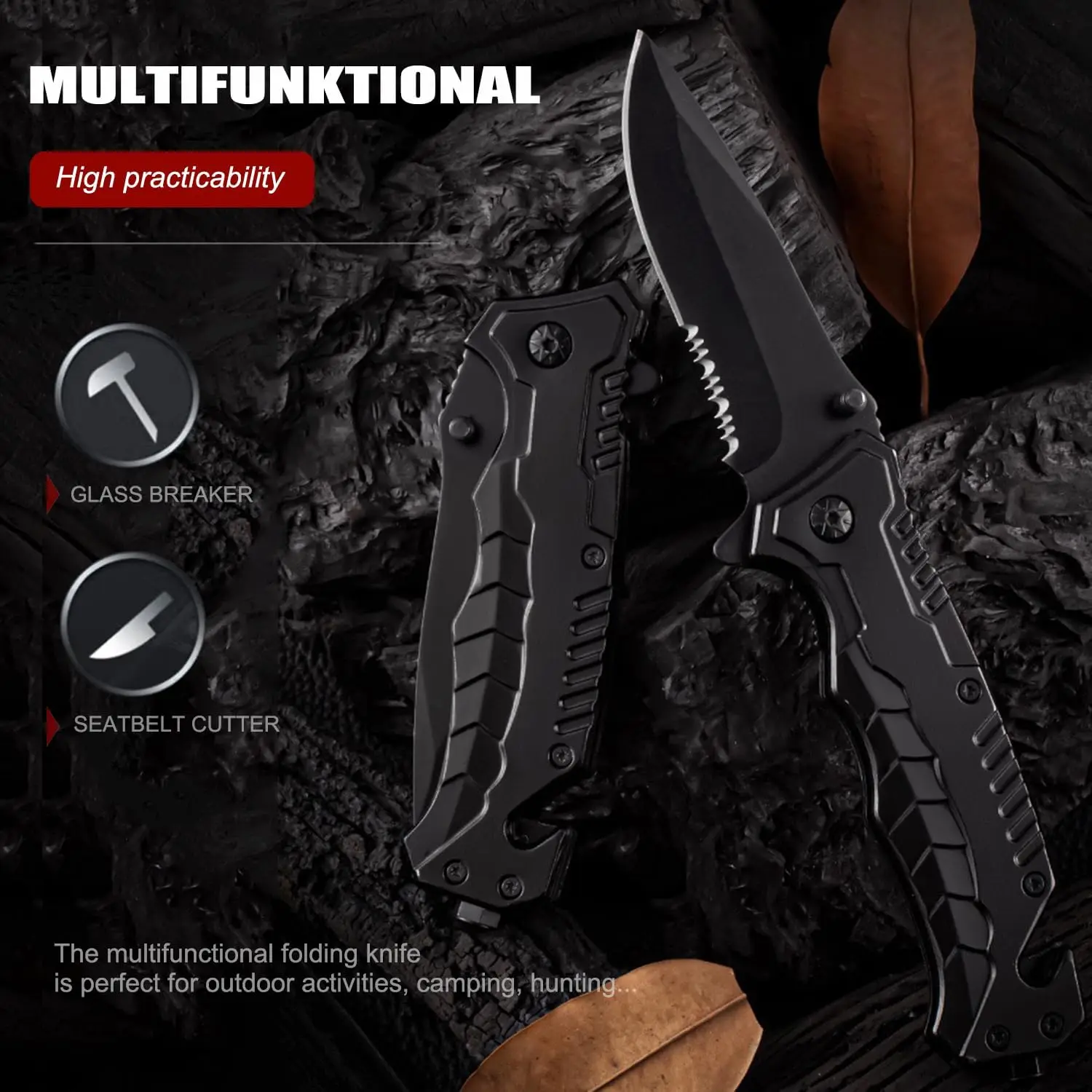 Multi functional outdoor camping knife portable tool with folding blade and sharp pocket tactical knife suitable for fishing image 2