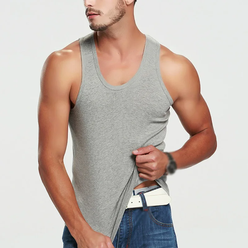 Cotton Mens A-Shirt TankTop Undershirt GYM Mens Ribbed T-Shirt TankTop Undershirt Underwear A-Shirt Comfortable