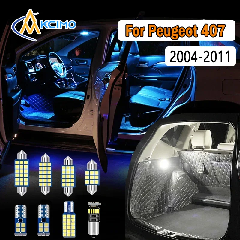 

LED Interior Light Canbus For Peugeot 407 2004-2011 Super Bright Dome Map Door Lights Easy Install Bulbs Set