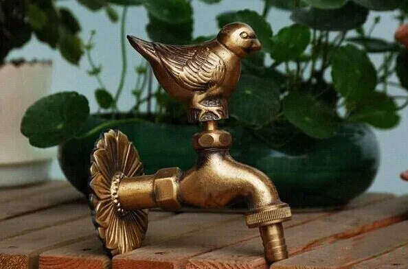 Decorative outdoor faucet rural animal shape garden Bibcock with antique bronze sparrow bird Pigeon tap for washing machine NEW