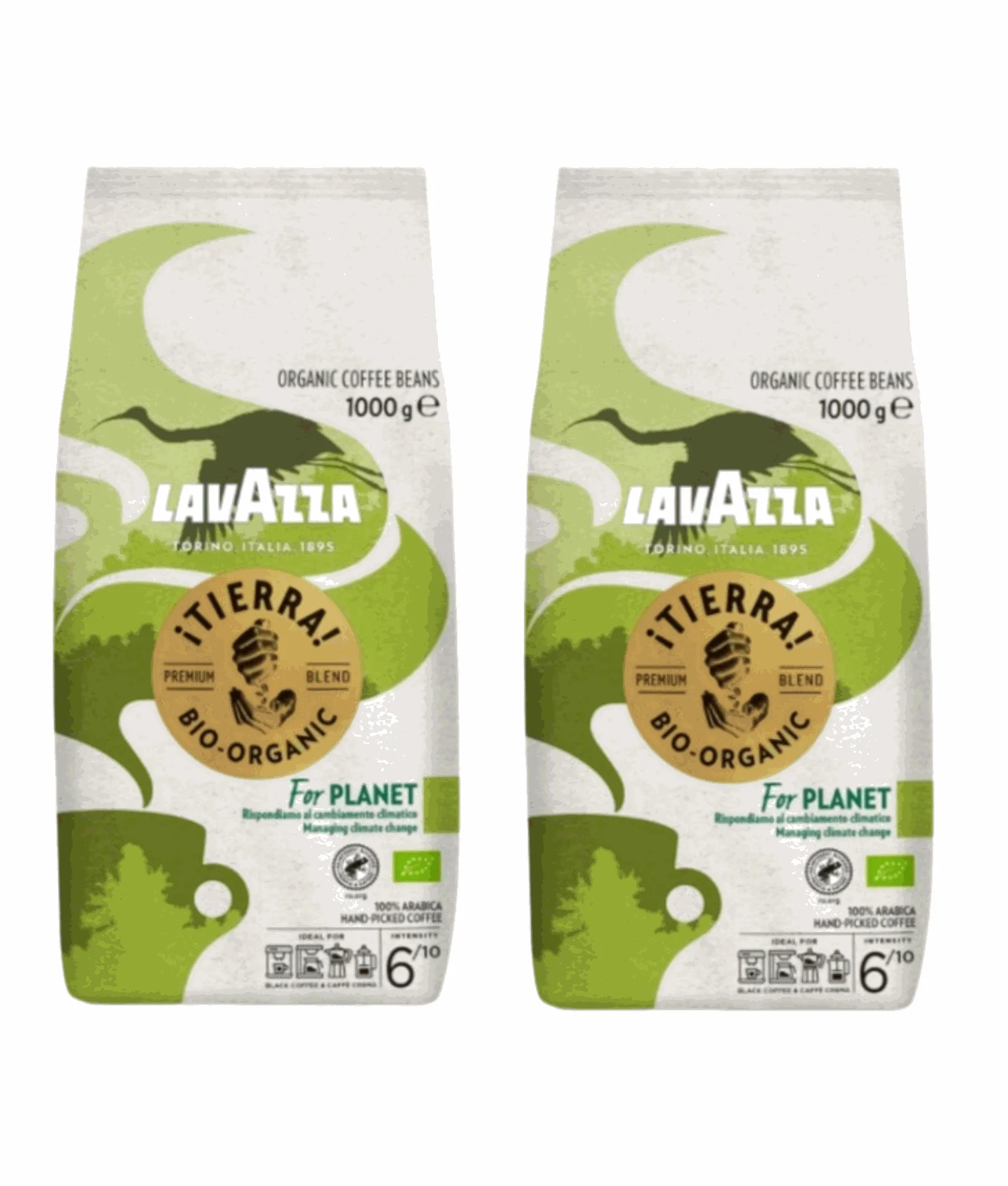 zestaw Lavazza Tierra for Planet kawa ziarnista bio organic arabica 1kg x2