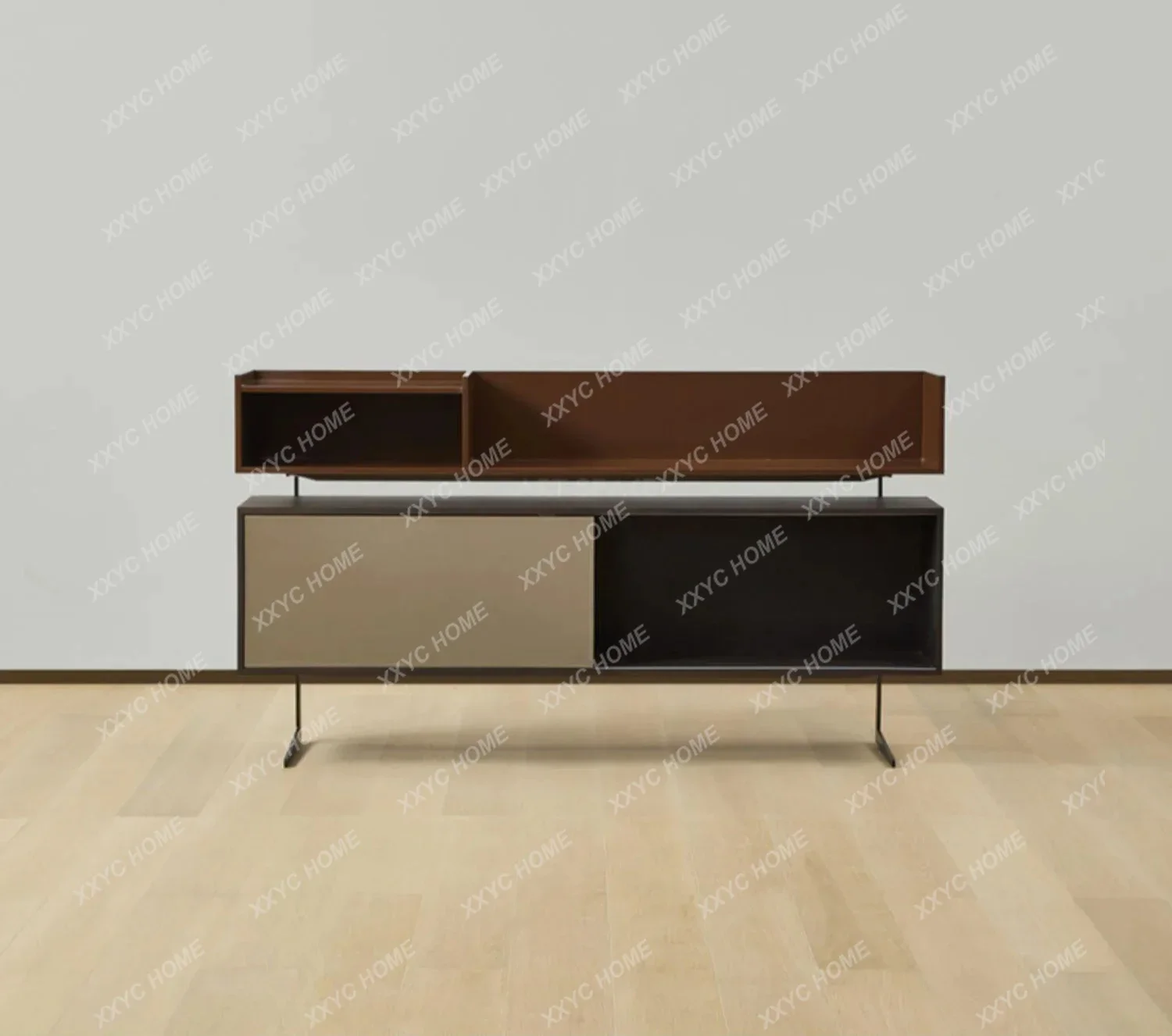 

High-end minimalist living room storage dining side cabinet modern light luxury industrial style solid wood wine cabinet