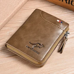 Fashion PU Leather Men's Wallet Short Zipper Wallets for Men RFID Credit Card Holders Purse Luxury Designer Short Handbag