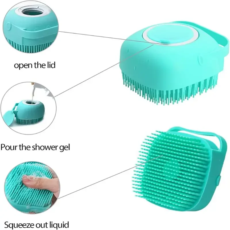 Silicone Shampoo Bath Brush for Kids, Massagem Pente, Grooming Scrubber, Acessórios de banho, Body Scrubber, Bebê