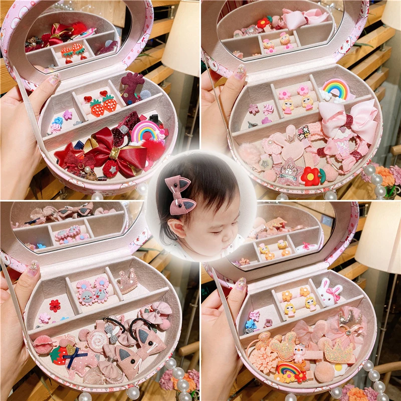 Kid Hair Accessories Set Hair Card Clip Princess Child Jewelry Girls Toy Pretend Play Makeup Beauty Fashion Rubber Band Headwear