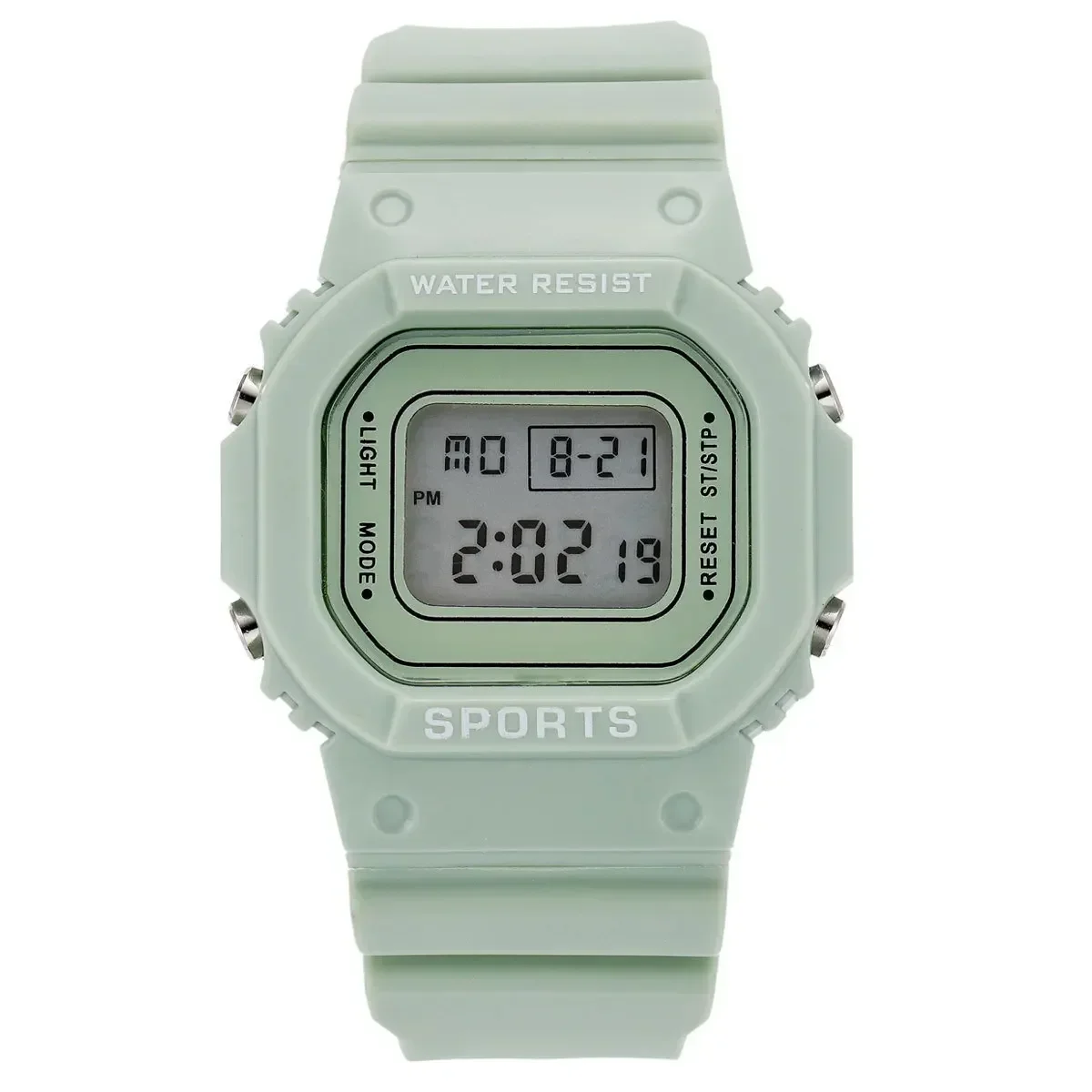 INS Student Sports Electronic Watch Multifunctional Nightlight Alarm Clock Waterproof Matcha Green Small Square Electronic Watch