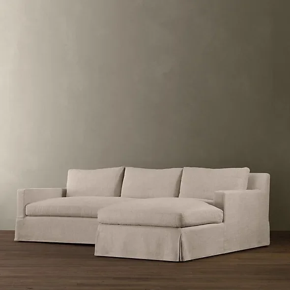 Haushalts-Doppelsofa, französisches Landhaus-Retro-Leinenstoff, abnehmbares Drei-Personen-Sofa