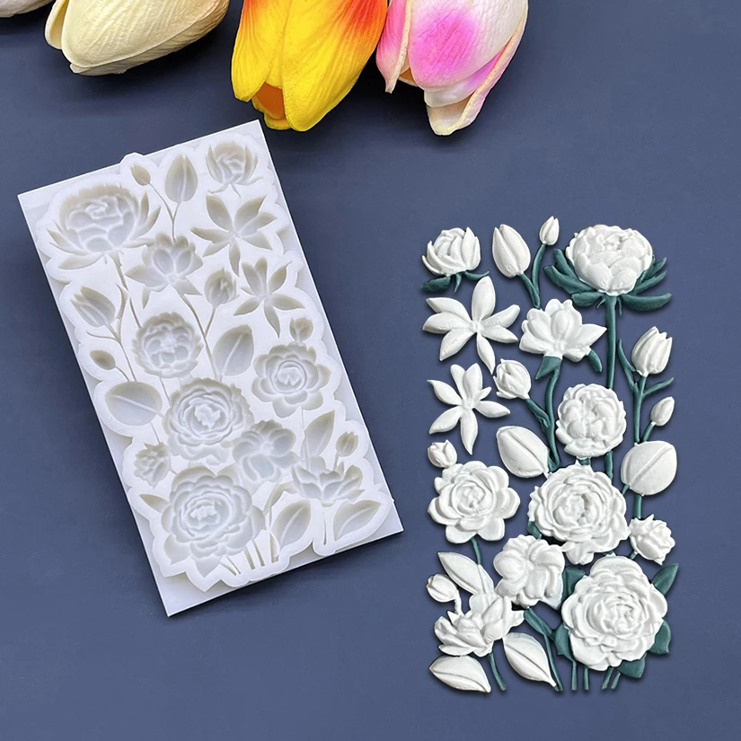 Blumen-Pfingstrose Silikon-Zuckergussform Harzwerkzeuge Cupcake-Backform Fondant-Kuchendekorationswerkzeuge