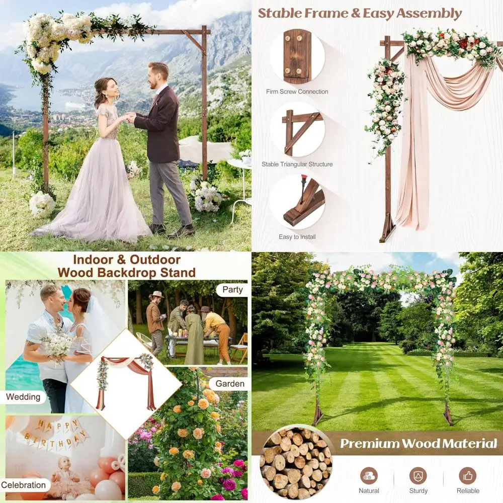 

7.2 Feet Wooden Wedding Arch Stand, Outdoor Pergola Arbor with Trellis for Garden Plants and Flowers