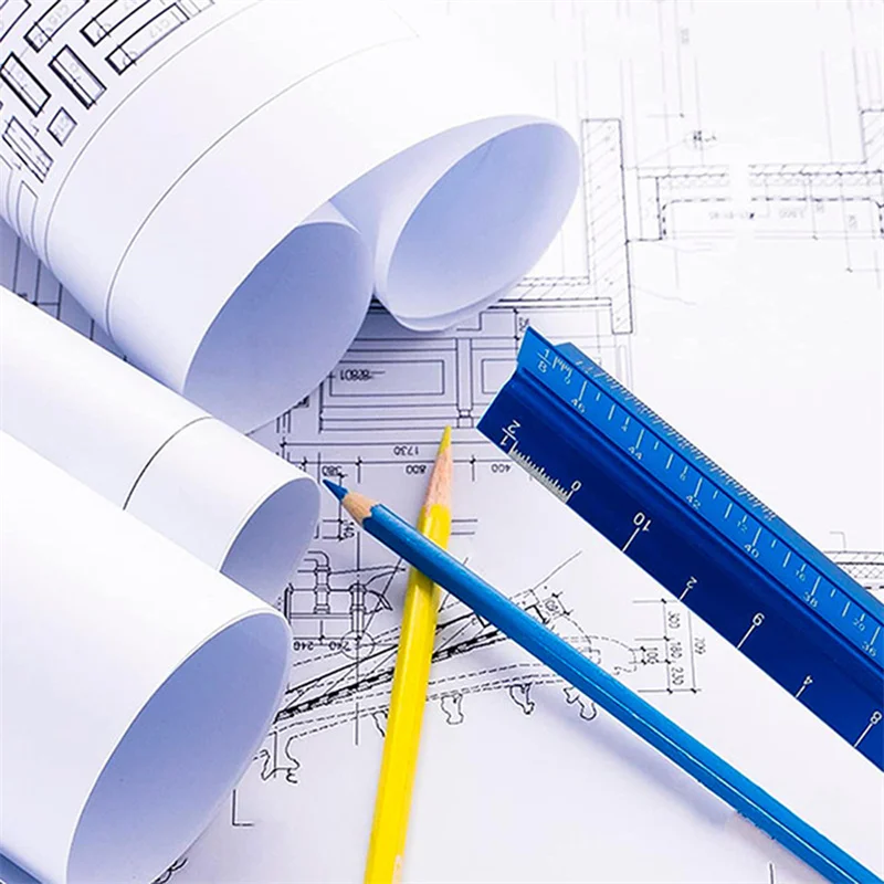 Modello di disegno in lega di alluminio RulerMitsubishi Multi-funzione 30cm triangolo su piccola scala cancelleria per ufficio 2024 Hot