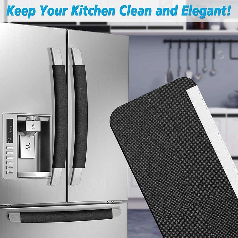 Refrigerator Door Handle Covers, Set Of 4, Keep Your Kitchen Appliance Clean From Smudges, Drips, Food Stains (Black)