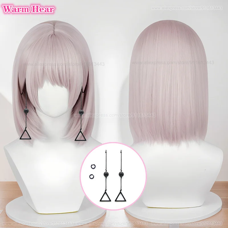 

New! Fami Cosplay Wig Synthetic Anime Long 34cm Grey Pink Cosplay Anime Wig Kiga Heat Resistant Hair Halloween Party Woman Wigs