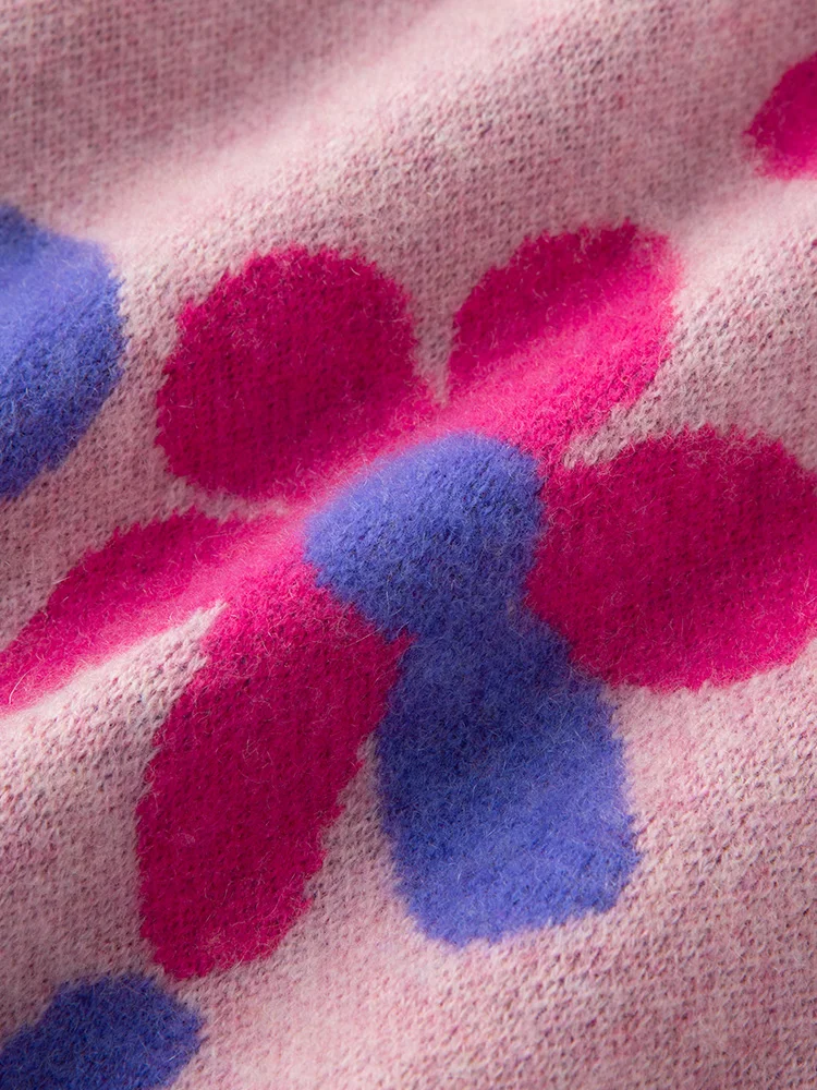 ADDONEE, suéter de cachemira de 100% para mujer, cárdigan con cuello en V y diseño Jacquard, abrigo grueso y elegante de punto de flores, ropa de Cachemira para Otoño e Invierno