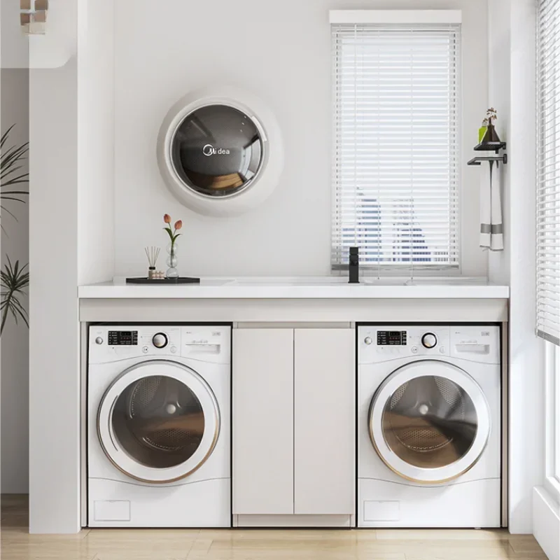 Balcony Washing Machine Dryer All-in-One Cabinet Combination Aluminum Alloy Dual Machine Wash Wardrobe