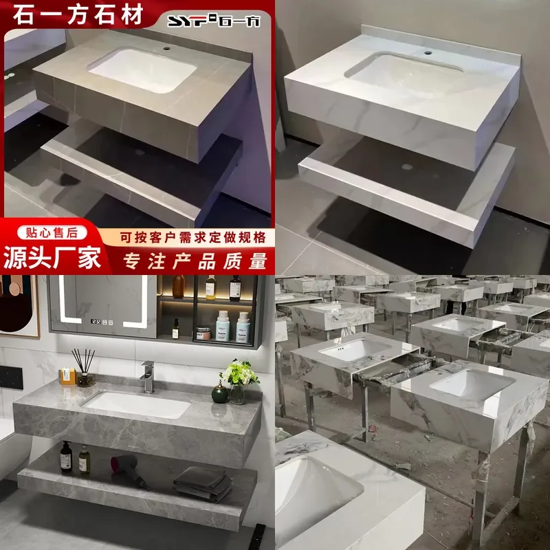 For Hotel Bathroom Rock Slab Under Counter Basin Cabinet Combination Marble Washbasin Set Toilet Sink Vanity Unit Modern