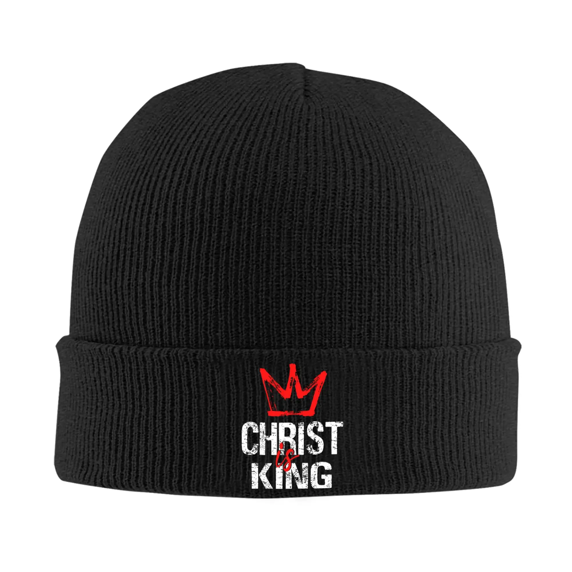 Men Women Rib Knit Cuffed Beanie Jesus Is King Christian Merch Winter Warm Knitted Caps  Beanies Skullies