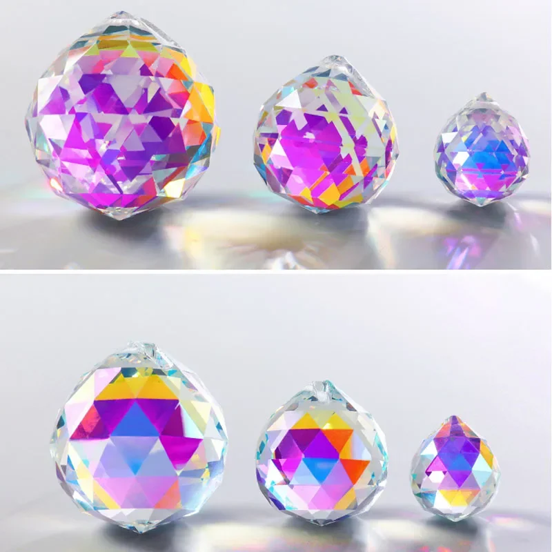 

5pcs Crystal AB Color Faceted Ball Prism Rainbow Maker Suncatcher Chandelier Prismas Parts Hanging Decoration Ornaments