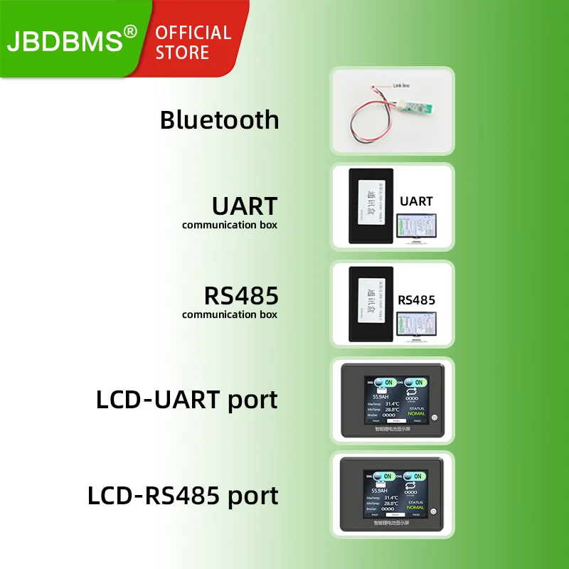 JBD Accessories Bluetooth Module UART RS485 LCD Displayer For Lithium Battery Smart BMS 3S-20S With Communication Function