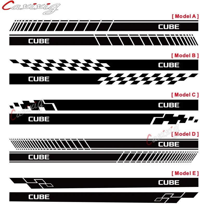 For Nissan-CUBE Car Door Side Skirt Vinyl Decals Auto Body Sport Stripes Exterior Accessories K-car Stickers