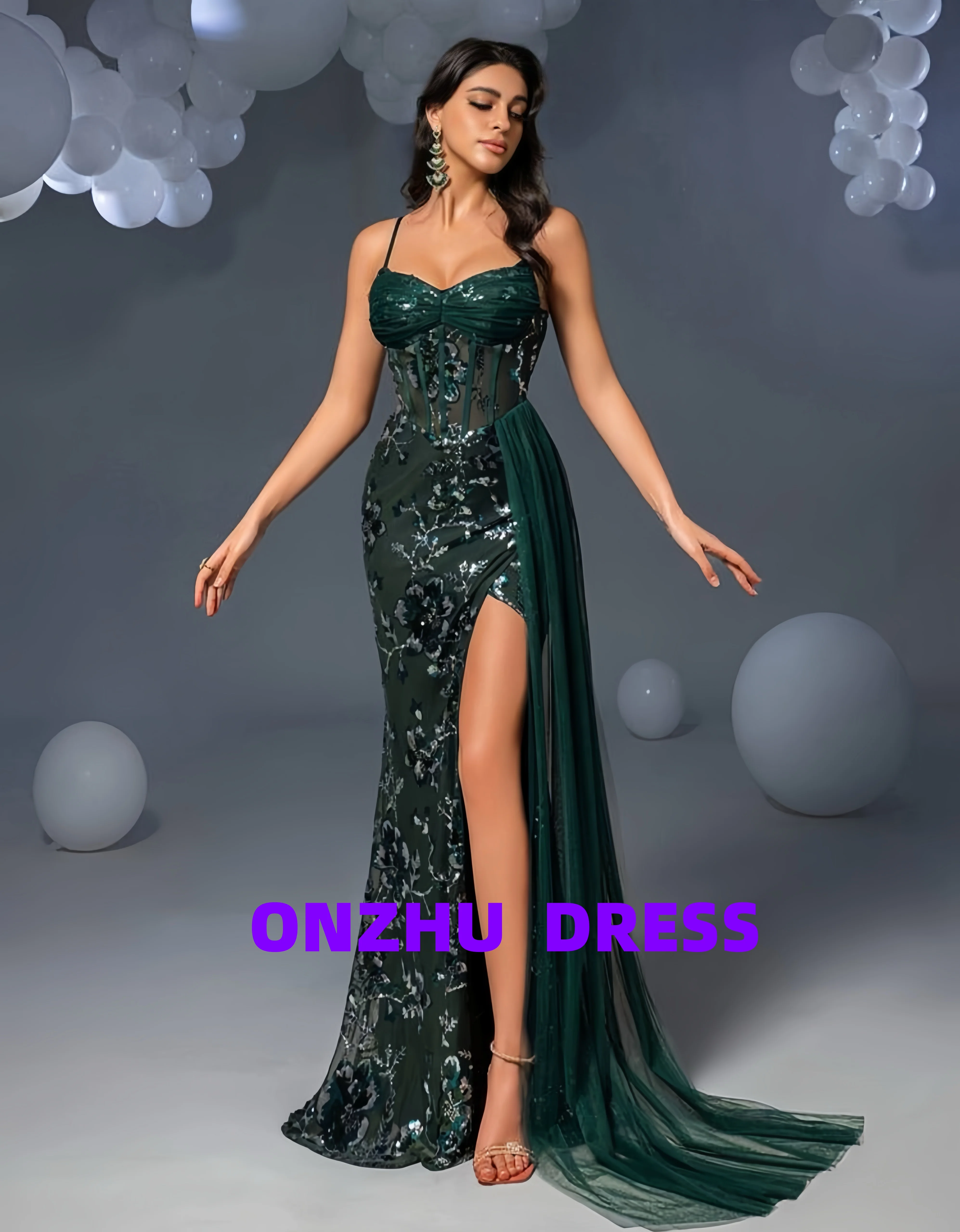

Customized Sweet collar sleeveless split mermaid evening dresses luxury robes de soiree vestidos de gala vestidos de gala Party
