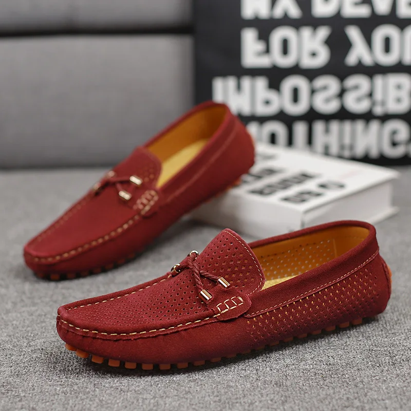 

2026 Business Leather Shoes Men's Classic Dress Shoes Breathable Male Loafers Leisure Walk Moccasins Slip on Hollow Out Flats
