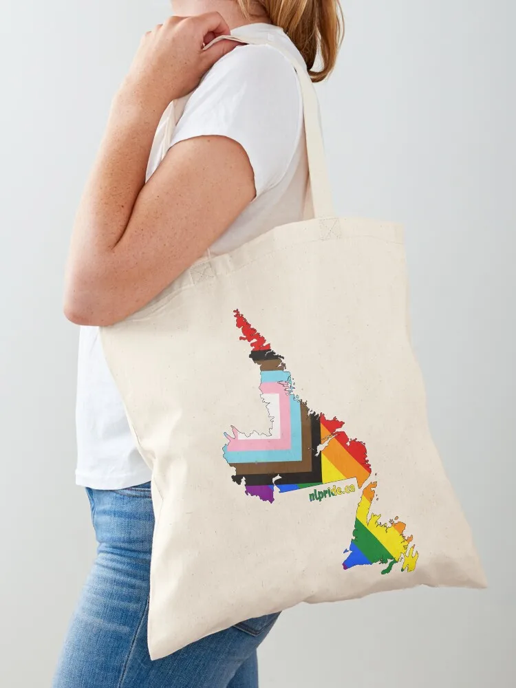 

Newfoundland & Labrador Pride: Progress Flag Tote Bag shopper bag woman Canvas foldable reusable bag tote custom
