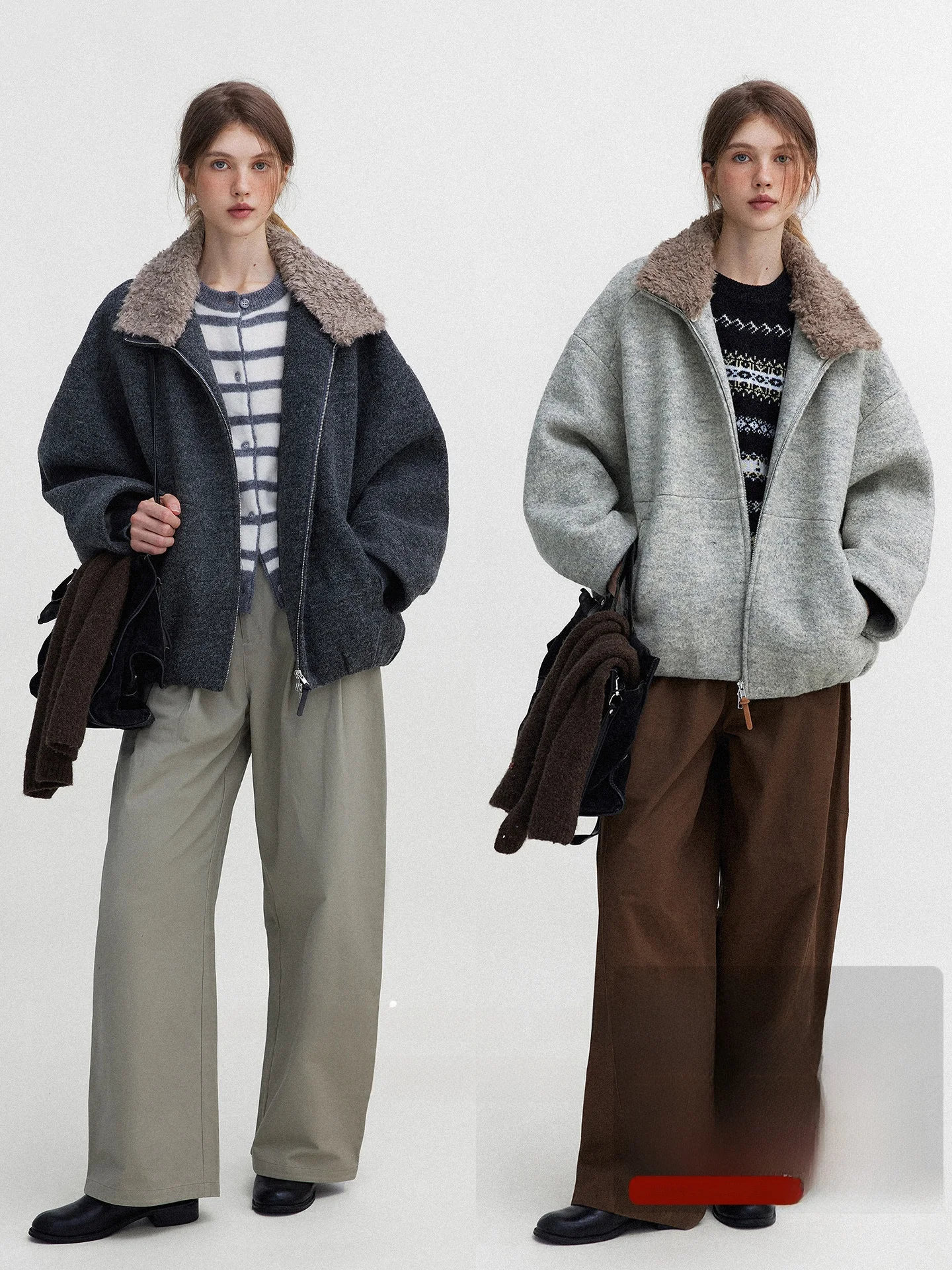 

Gothic Sle Detachable Woolen Collar Bat Sve Jaet Coat ort Women's Faion Outerwear Briti Sle Commute Loose Fit