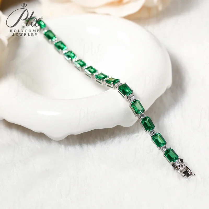 

Теннисный браслет Ruby Columbia, изумрудная огранка, стерлинговое серебро 925 пробы, классический элегантный подарок на годовщину, не выцветающие украшения для женщин и мужчин