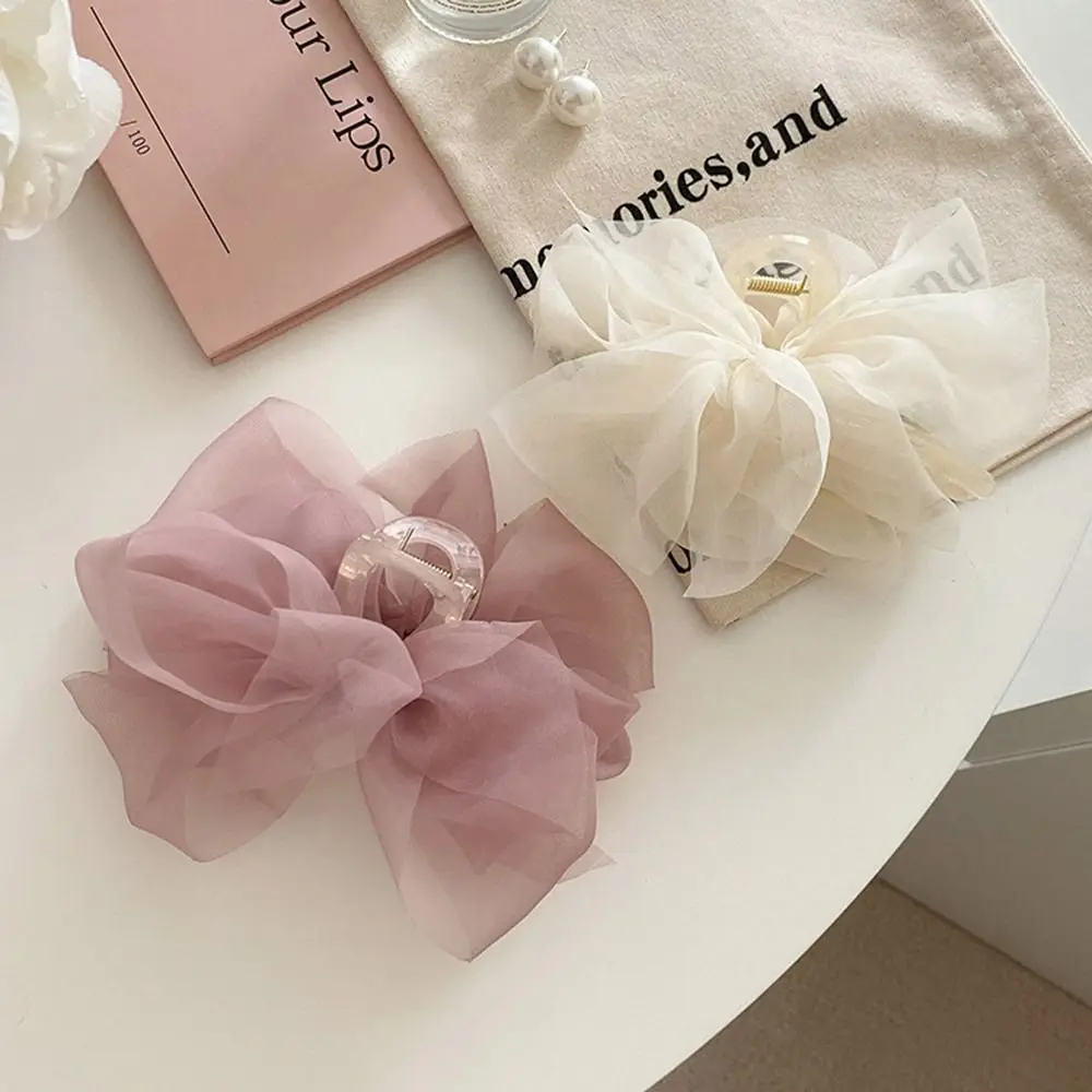 

Hairgrips Mesh Bowknot Headdress Princess Style Fashion Headwear Women Hair Clip Hair Crab Clip Bow Hair Claw Korean Shark Clip