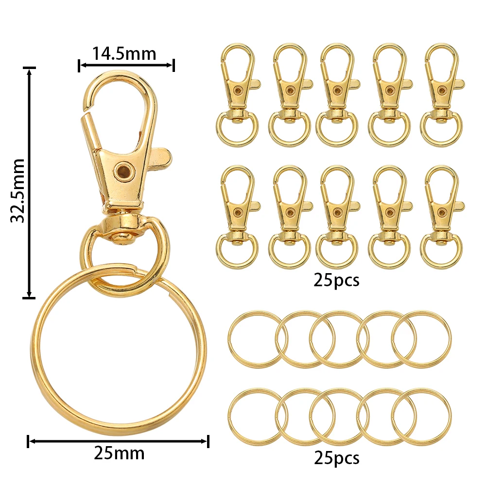 50pcs Swivel Snap Hooks with Key Rings