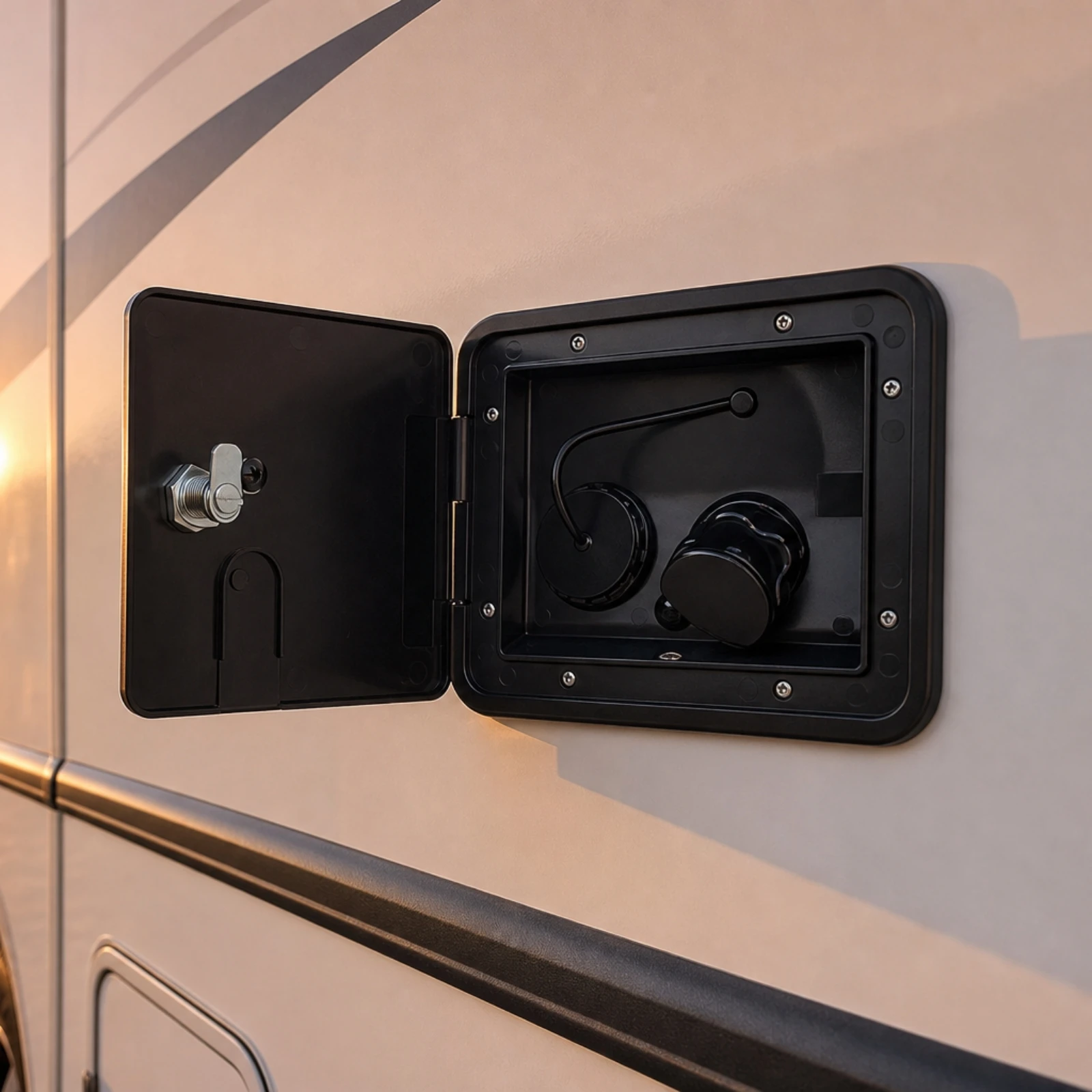 RV Fresh Water Inlet with Lock Lockable Water Fill Hatch with Lock Fill Hatch with Keys Anti-Backspray Food-Grade
