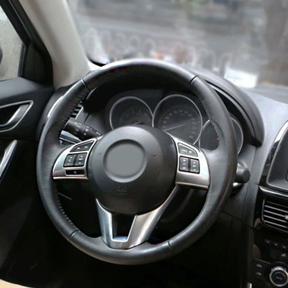 Car Detector Stick Styling ABS Plastic Steering Wheel Interior Kit Trim Lamp Frame For Mazda CX-5 CX5 2012 2013 2014 2015 2016