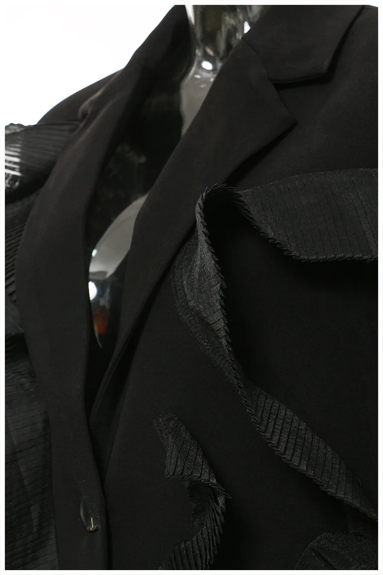 BJTZ الربط وثنيات حواف أوراق اللوتس مصمم سترة للمرأة 2025 ربيع الخريف موضة جديدة أنيقة الإناث