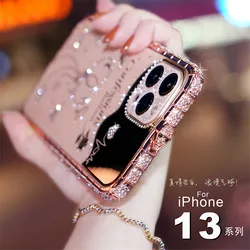 Luxury Rhinestone Metal Bumper Case For iPhone 11 12 13 14 15 Pro Max Case Glitter Diamond Cover For iPhone 12 Mini 14 Plus Case