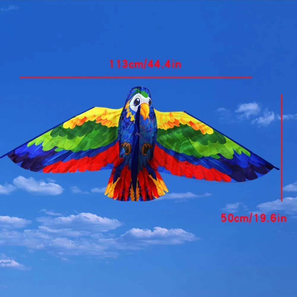 Nuevo cometa de loro y pájaro volador, cometa de cola larga de colores para niños, línea de cometa de 50 metros, pipas de dibujos animados Ripstop de 1M, deportes al aire libre