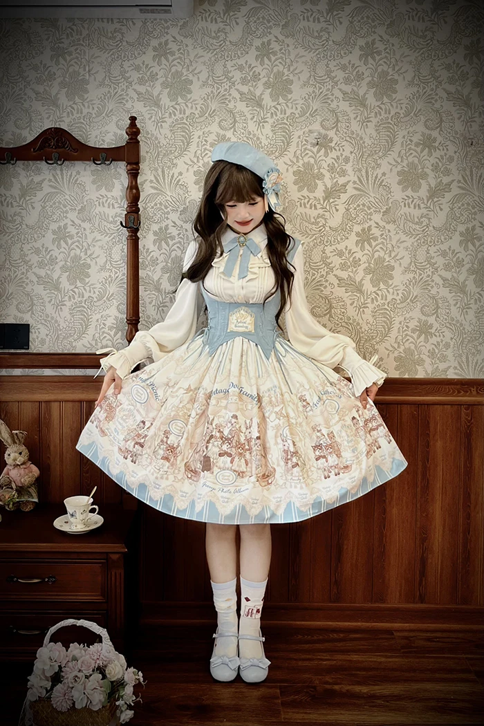 Imagem -05 - Vintage Lolita Doll House Dress Cintura Estampada Bordado Apoio ao Peito Jsk Dress por Alice Girl Pre-order