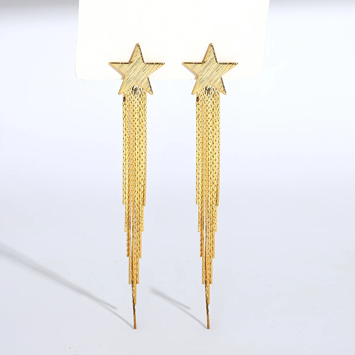Lifefontier Gold Silver Color Metal Star Long Tassel Drop Earrings For Women Trendy Geometric Party Dangle Earring Jewelry
