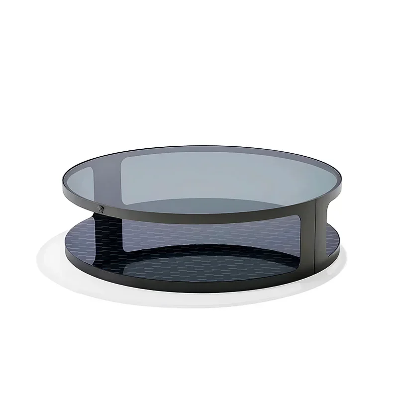 Tempered glass surface high and low combination round coffee table
