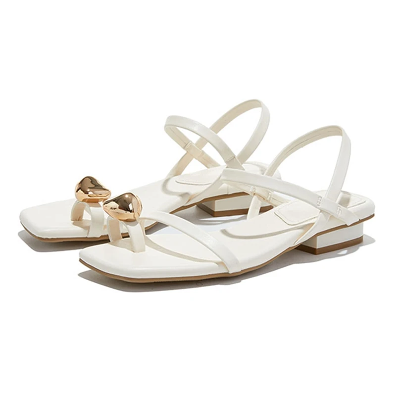 

Elegant Women's Sandals Summer 2026 Metal Decoration Open-toe Clip Toe Casual Beach Shoes Ladies Unique Brand Women Flip-flops