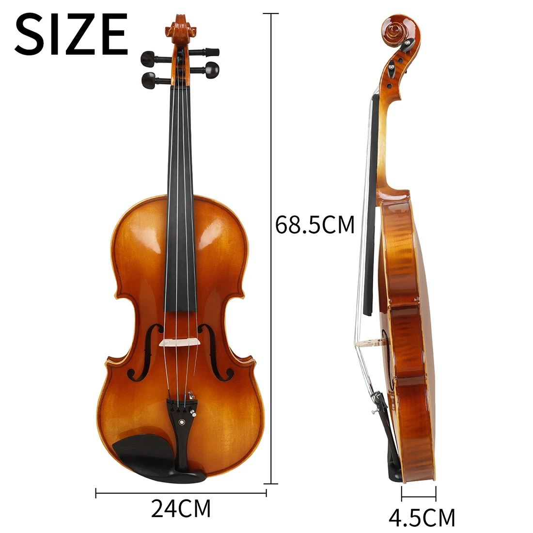 Astonvilla 16 Inch Viola Solid Spruce Top with Tiger Stripe Full Size Viola Outfit for Beginners & Students with Case Bow