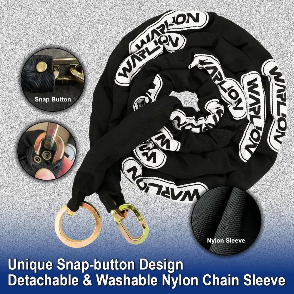 سلسلة أمان شديدة التحمل، سلسلة دراجات نارية سميكة 10 أقدام × 3/8 بوصة مقاومة للسرقة ومقاومة للقطع مع حلقة أربطة - مولدات آمنة، Ebik