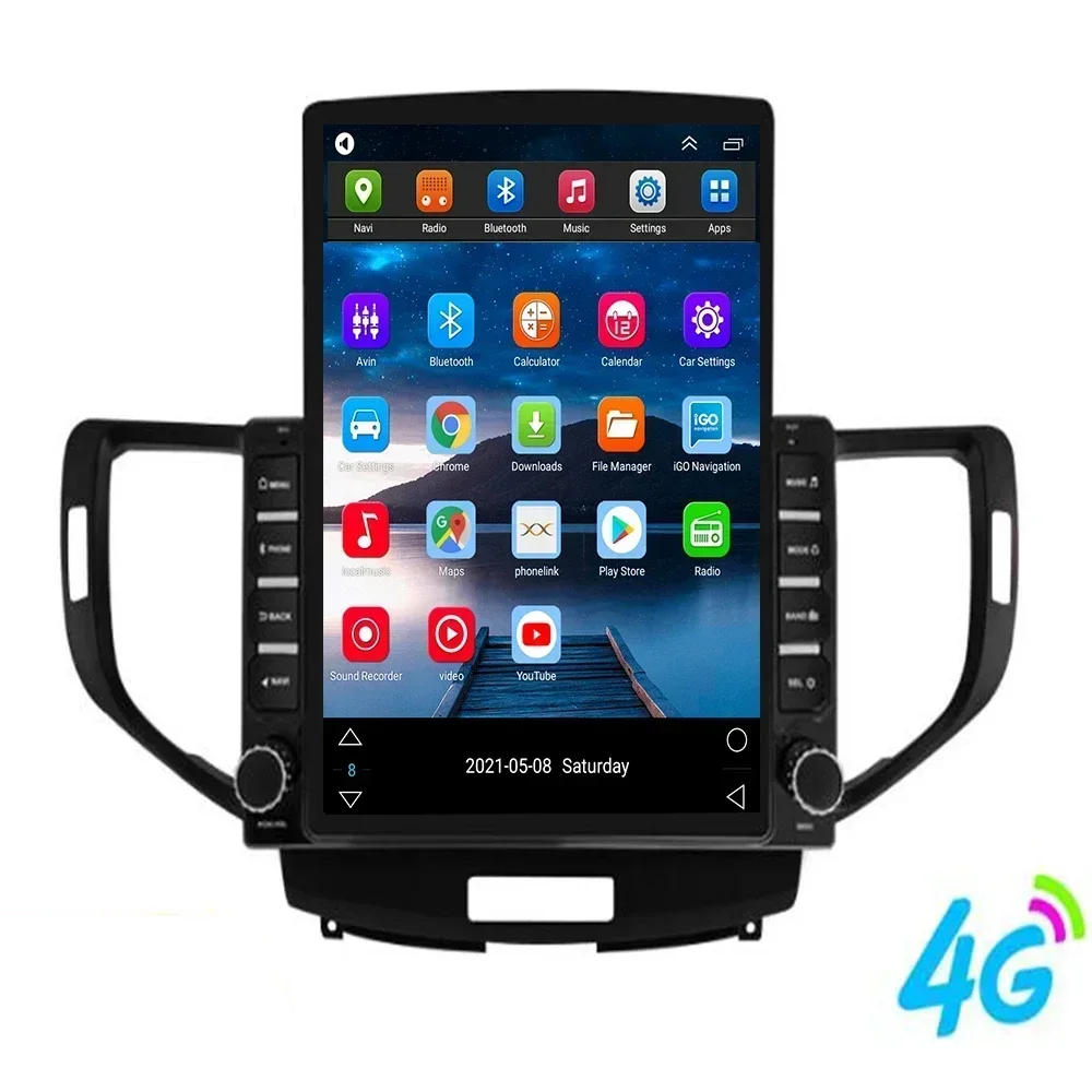 Central Multimídia Automotiva Android 15 com Tela Vertical de 9,7 polegadas para Honda Accord 8 2008-2012, GPS e Câmera