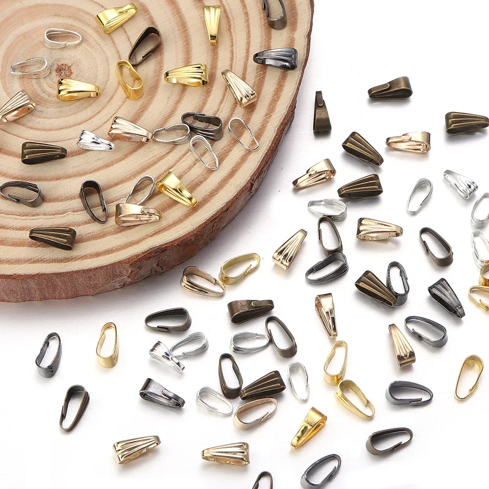 200 قطعة مقاطع قلادة قرصة الكفالة المشبك موصلات قلادة السنانير لصنع المجوهرات العثور على أجزاء اكسسوارات لوازم