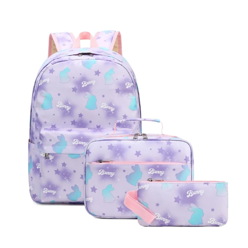 Juego de mochila con estampado de mariposas de tela Oxford para la escuela y el campus con compartimento para computadora