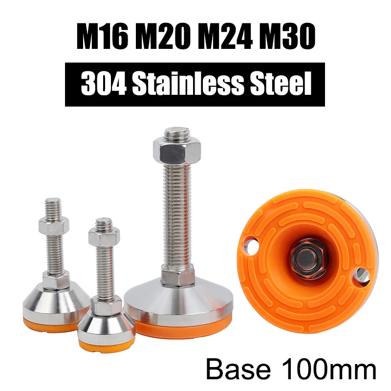 1Pcs Heavy Levelling Adjustable Feet M12 M16 M20 M24 Screw Stainless Steel Base 100mm