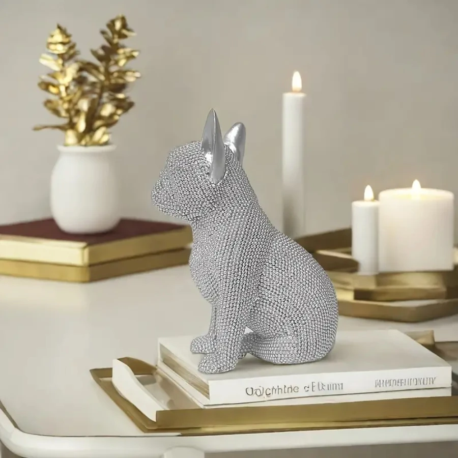 Bulldog sitting dog statue, home, dining table, table top, shelf decoration, ideal holiday gift, perfect gift for dog lovers.
