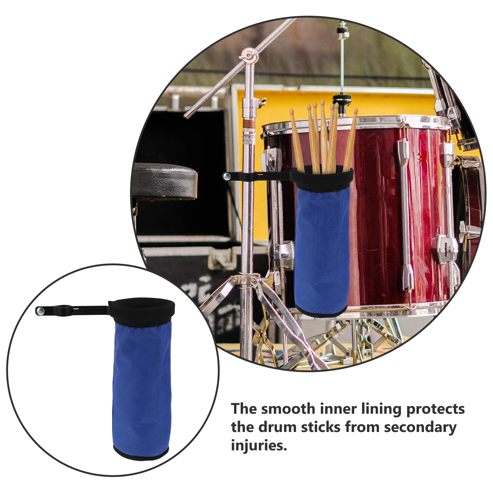 

1pc Drum Stick Barrel Durable Oxford Cloth Alloy Material Large Capacity Storage Smooth Lining Portable Drumstick Container For