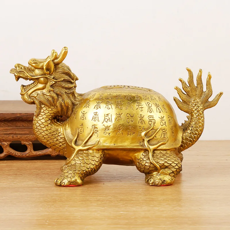 Ornamento de latão longevidade dragão tartaruga presente de aniversário para idosos