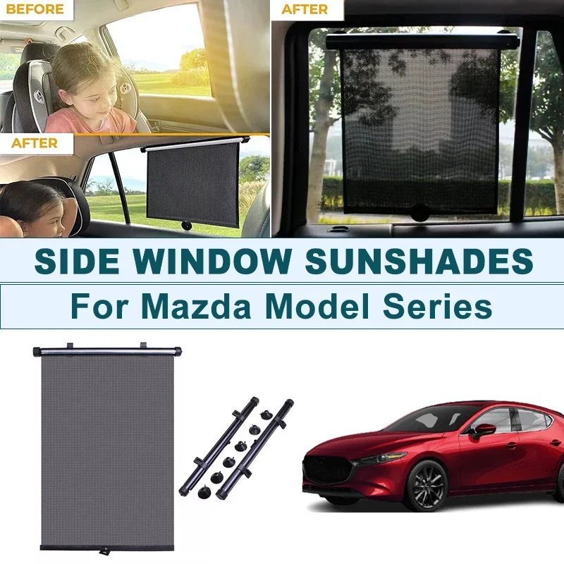 

2Pcs UV Protection Retractable Car Side Window Sun Shade Roller Blinds For Mazda 3 6 CX3 CX5 CX7 CX9 MX5 Miata RX8 CX30 CX50