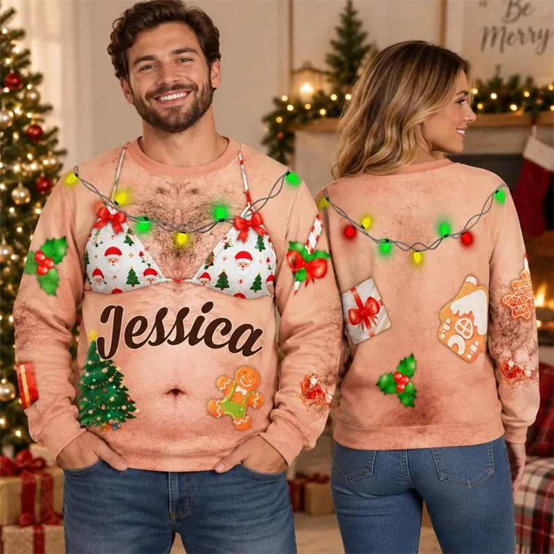 Custom Face Name Men Christmas Sweatshirt Funny Ugly Sweater 2026 New Personalized Photo Crewneck Long Sleeve Holiday Pullover